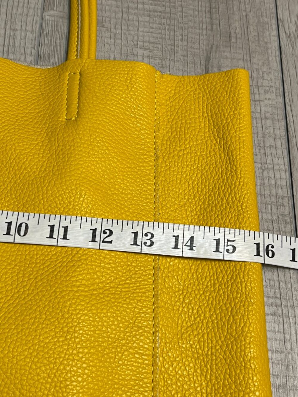 Italian Genuine Leather Yellow Tote Bag Pebbled Leather Shoulder Bag Borse in Pe - Picture 7 of 10